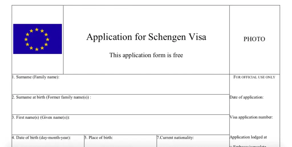 Spain Schengen Visa UK Application Form