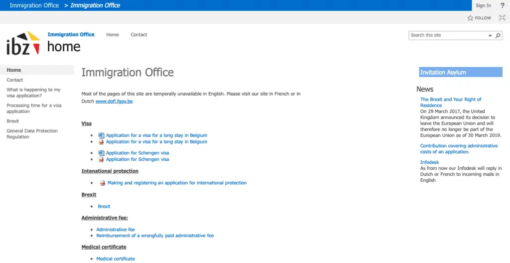 Belgium Visa - Home Affairs FPS – Immigration Office