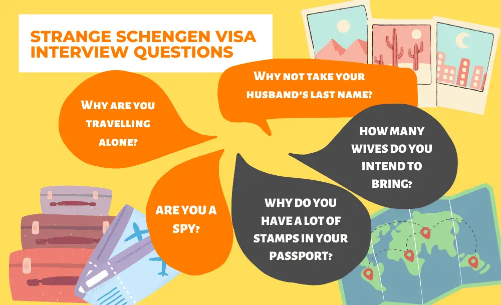 Strange Schengen Visa Interview Questions and Answers infographic